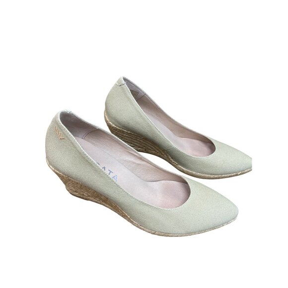 Viscata Barcelona Green Espadrille Wedge Shoes heels Size 39/8 SKU 9242 - Picture 4 of 12